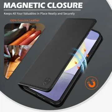 SHIELDON Wallet Case for Galaxy S25 6.2" - Genuine Leather & RFID Protection