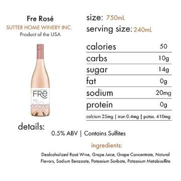 Sutter Home Fre Rosé Non-Alcoholic Wine, Experience Bundle with Phone Grip, Seasonal Wine Pairings & Recipes, 750ML