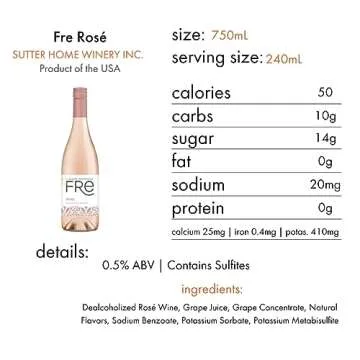 Sutter Home Fre Rosé Non-Alcoholic Wine, Experience Bundle with Phone Grip, Seasonal Wine Pairings & Recipes, 750ML