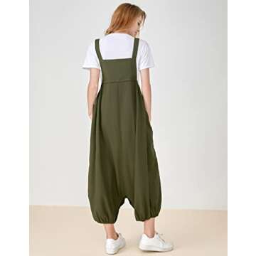 Minibee Womens Casual Loose Jumpsuit Long Baggy Bib Pants Wide Leg Rompers Cotton Overalls with Pockets