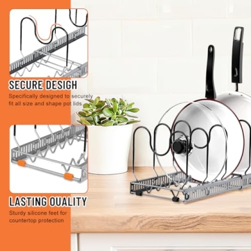 AHNR Expandable Pot and Pan Organizers Rack for Kitchen