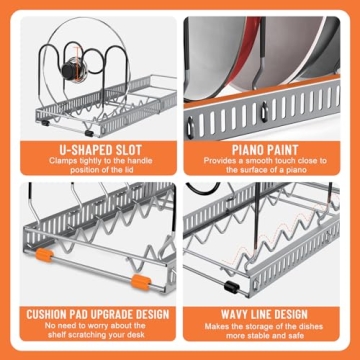 AHNR Expandable Pot and Pan Organizers Rack for Kitchen