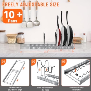 AHNR Expandable Pot and Pan Organizers Rack for Kitchen
