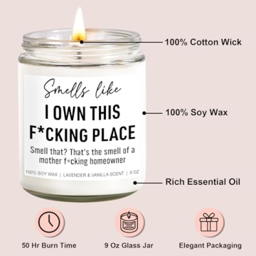 Younift Funny Housewarming Candle, House Warming Gifts New Home Gifts Ideas, Housewarming Gifts for Women, Men, Couple, New Homeowner Gifts, New Apartment Gifts, Closing Gifts for Home Buyers