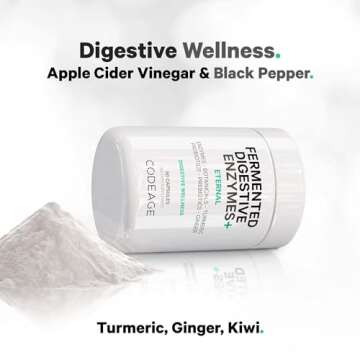 Codeage Fermented Digestive Enzymes Supplement 3-Month Supply - 14 Digestive Enzymes, Probiotics, Prebiotics, Fermented Botanicals, Plant-Based Multi Pancreatic Enzymes - 1 Capsule a Day - 90 Capsules