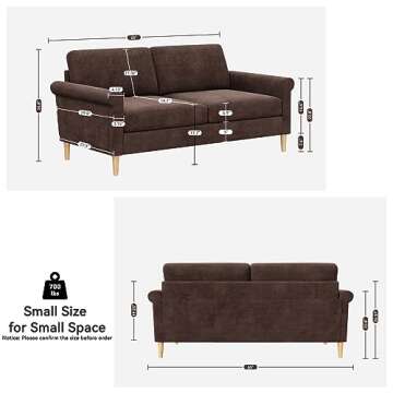 Vesgantti 65.1'' 2-Seater Sofa Couch, Hybrid Modern Loveseat for Home Office - Tool-Free Assembly, B...