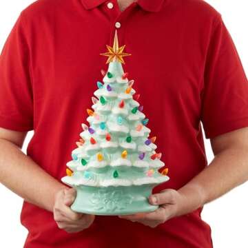 Casafield Ceramic Christmas Tree Pre-Lit with 128 Lights