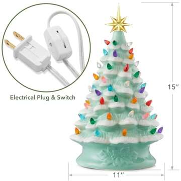 Casafield Ceramic Christmas Tree Pre-Lit with 128 Lights