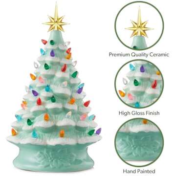 Casafield Ceramic Christmas Tree Pre-Lit with 128 Lights