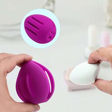 Silicone Makeup Sponge Holder, INTOLIVES Breathable Beauty Sponge Blender Case Beauty Eggs Carrying Case Make-up Sponges Container Shatterproof Makeup Sponge Storage Box for Travel (Light Purple)
