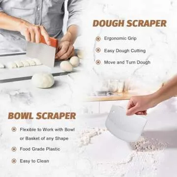 Sourdough Proofing Basket Gift Set, 9" Round and 10" Oval Banneton Bread Baking Supplies, Sourdough Baskets with Bread Lame, Danish Whish, Bowl Scraper, Sourdough Scraper, and Linen Liners