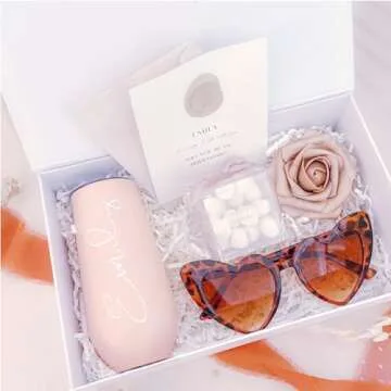 Aimyoo White Collapsible Gift Box with Magnetic Closure Lids 10.5x7x3 in, Bridesmaid Groomsman Proposal Boxes, Rectangle Storage Box 5 Pack