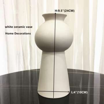 WEIDILIDU White Ceramic Vase Nordic Minimalist Style Decor for Countertop Center Dresser Kitchen Living Room Home Decor White Matte Abstract Vase(White 659)
