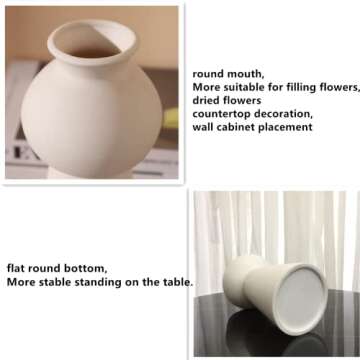 WEIDILIDU White Ceramic Vase Nordic Minimalist Style Decor for Countertop Center Dresser Kitchen Living Room Home Decor White Matte Abstract Vase(White 659)