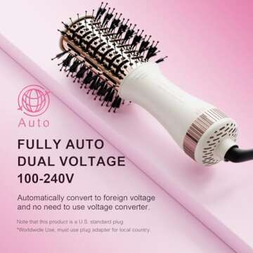 4-in-1 Travel Dual Voltage Hair Dryer Brush Blow Dryer Brush,Portable 2 inch Mini Hot Air Brush,Trav...