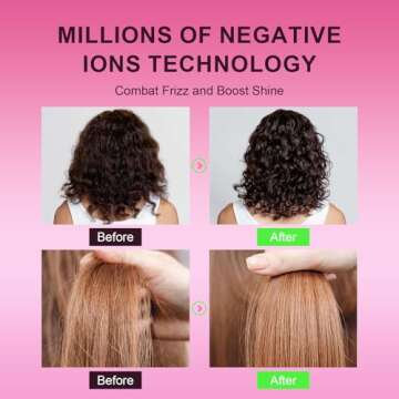 4-in-1 Travel Dual Voltage Hair Dryer Brush Blow Dryer Brush,Portable 2 inch Mini Hot Air Brush,Travel Hair Styler/Volumizer/Straightener/Curler,110-240V European Blow Dry Brush with EU&UK Plug