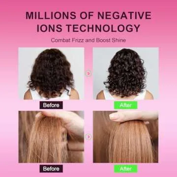 4-in-1 Travel Dual Voltage Hair Dryer Brush Blow Dryer Brush,Portable 2 inch Mini Hot Air Brush,Travel Hair Styler/Volumizer/Straightener/Curler,110-240V European Blow Dry Brush with EU&UK Plug