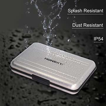 Honsky Aluminum UHS-I SD Micro SD SDHC SDXC TF SecureDigital Memory Card Carrying Case Holder Organizer Box Keeper for Computer Camera Media Storage Organization, Silver