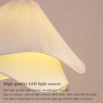 LINGCMP Modern Bar Farmhouse Decoration Cream Petal Fabric Chandelier Warm Romantic Led Pendant Light for Indoor Living Dining Room Bedroom Home Pendant Lamp Kitchen Island Restaurant Cafe Lighting