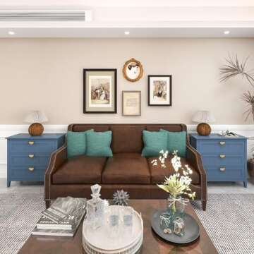 YHAOWORKS 3 Drawers Dresser for Bedroom Set- Modern Wood Chest of Drawers Cabinet, Farmhouse Large Nightstand with Drawers Storage, 30 Inch Wide Nightstand for Living Room, Hallway, Entryway, Blue