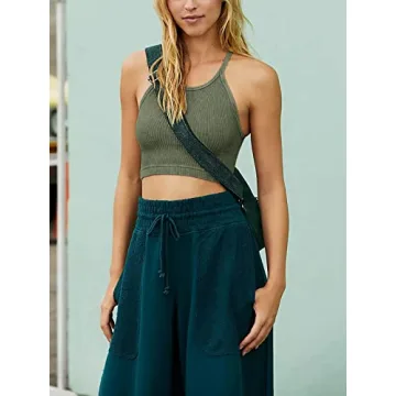 LASLULU Women's Halter Neck Sports Bra - Stylish Comfort