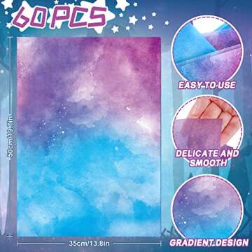 Whaline 60 Sheet Gradient Tissue Paper Bulk Blue Purple Gradient Color Art Tissue Pastel Turquoise W...