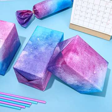 Whaline 60 Sheet Gradient Tissue Paper Bulk Blue Purple Gradient Color Art Tissue Pastel Turquoise Wrapping Tissue Paper for Birthday Baby Shower Wedding Gift Wrapping DIY Crafts, 19.7 x 13.8 Inch