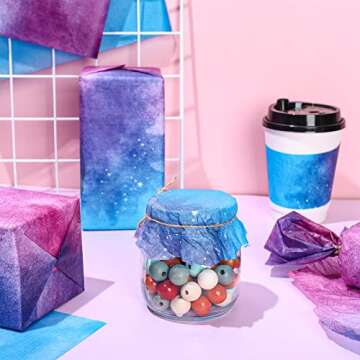 Whaline 60 Sheet Gradient Tissue Paper Bulk Blue Purple Gradient Color Art Tissue Pastel Turquoise Wrapping Tissue Paper for Birthday Baby Shower Wedding Gift Wrapping DIY Crafts, 19.7 x 13.8 Inch