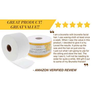 GiGi Epilating Roll for Hair Waxing/Hair Removal, Cloth Epilating Roll, Non Woven Design For Use with Soft Waxes, 50 yds