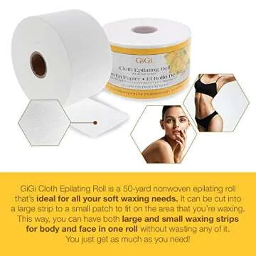 GiGi Epilating Roll for Hair Waxing/Hair Removal, Cloth Epilating Roll, Non Woven Design For Use with Soft Waxes, 50 yds