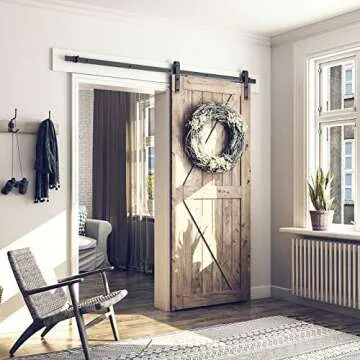 SMARTSTANDARD 6.6 Feet Heavy Duty Sturdy Sliding Barn Door Hardware Kit - Smoothly and Quietly - Eas...