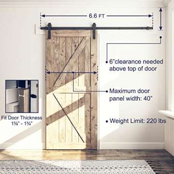 Heavy Duty Sliding Barn Door Hardware Kit for Easy Install