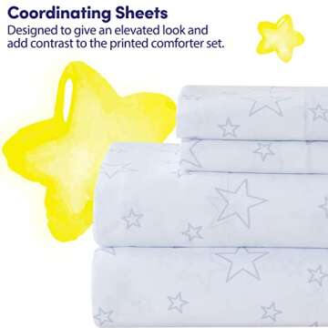 Kids Bedding Set Bed in a Bag for Boys and Girls Toddlers Printed Sheet Set and Comforter , Full, Floating in Space