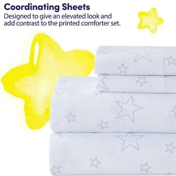 Kids Bedding Set Bed in a Bag for Boys and Girls Toddlers Printed Sheet Set and Comforter , Full, Floating in Space