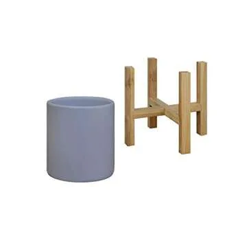 TABOR TOOLS Modern Ceramic Planters with Bamboo Stand