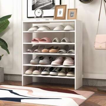 Giantex 3-in-1 Vertical Shoe Rack, 6-Tier Free Standing Shoe Storage Organizer w/Stackable Design fo...