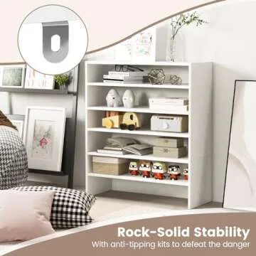 Giantex 3-in-1 Vertical Shoe Rack, 6-Tier Free Standing Shoe Storage Organizer w/Stackable Design for 18 Pairs, 31 Inch Wide Wood Shoe Shelf for Closet, Entryway, Living Room, Office, White