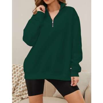SAFRISIOR Women’s Oversized Half Zip Sweatshirt Drop Shoulder Long Sleeves Collar Quarter 1/4 Zipper Pullover