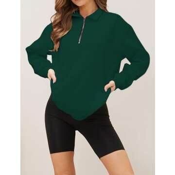 SAFRISIOR Women’s Oversized Half Zip Sweatshirt Drop Shoulder Long Sleeves Collar Quarter 1/4 Zipper Pullover