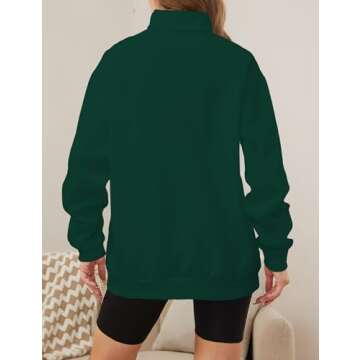 SAFRISIOR Women’s Oversized Half Zip Sweatshirt Drop Shoulder Long Sleeves Collar Quarter 1/4 Zipper Pullover