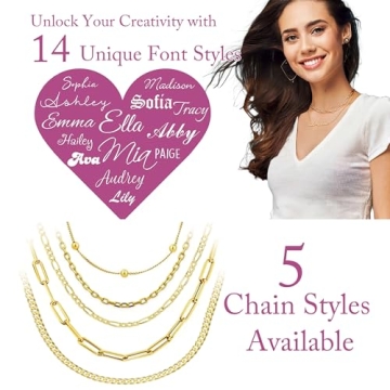 Personalized Double Name Necklace with Heart - Custom Gift