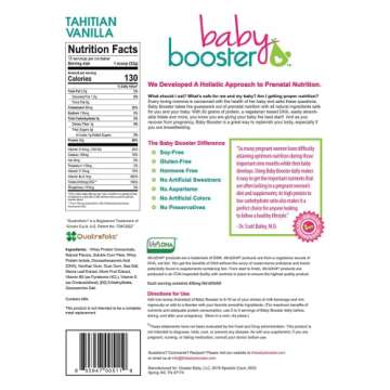 Baby Booster Tahitian Vanilla Prenatal Vitamin Supplement and Protein Shake, Caffeine Free, All Natu...