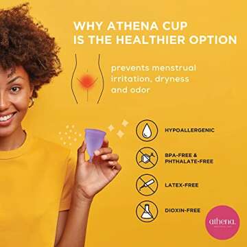 Athena Menstrual Cups - Small - The Original Softer Reusable Period Cups for Women – for Light to Regular Flow – No Shift Menstruation Cup with Form Fit Rim for Easy Insertion