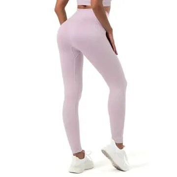 Sportneer Workout Sets for Women 2 Piece, Ribbed Seamless Cute One Shoulder Sports Bra and High Waisted Leggings Matching Gym Yoga Set Outfits Work Out Set Pink M