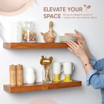 Homeforia Floating Rustic Shelves - Industrial Wood Decor