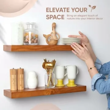 Homeforia Floating Rustic Shelves - Industrial Wood Decor