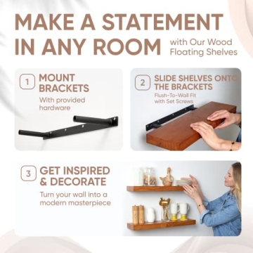 Homeforia Floating Rustic Shelves - Industrial Wood Decor