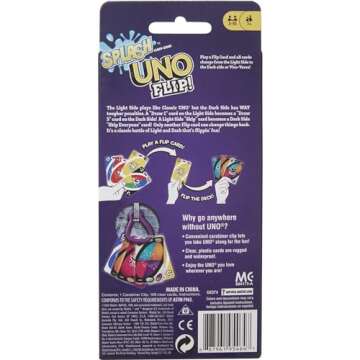 Mattel Games UNO Flip! Splash Card Game for Kids, Adults & Game Night with Water-Resistant Double-Sided Cards