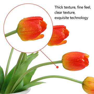 DAYHAP Artificial Flowers 10pcs Fake Tulips Real Touch, Faux Latex Tulips Flowers with Gift Box Soft...