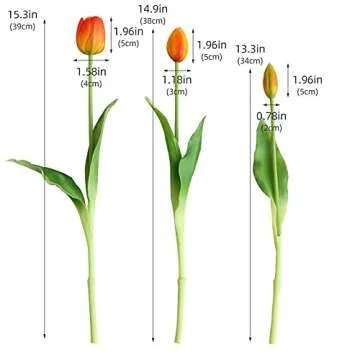 DAYHAP 10pcs Real Touch Artificial Faux Tulips Flowers